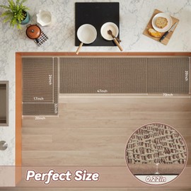 PADOOR Kitchen Floor Mat, Rubber Backed Kitchen Rugs Non Slip Washable, Super Absorbent Kitchen Mats for Floor Front of Sink, 20"x32" Brown