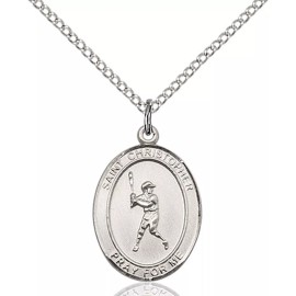 bliss Sterling Silver St Christopher Baseball Sports Medal Pendant Necklace 18'' Chain