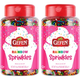 Gefen Rainbow Sprinkles, 10 oz | Rainbow Jimmies (2 Pack) | Decorating Sprinkles for Baking | Sprinkles for Ice Cream | Resealable Shaker Top | Corn Free | Dairy Free | Kosher (including Passover)