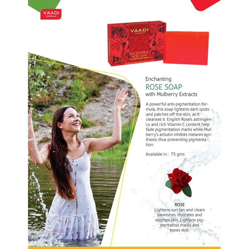 Vaadi Herbals Enchanting Rose Soap with Mulberry Extract, 75gms x