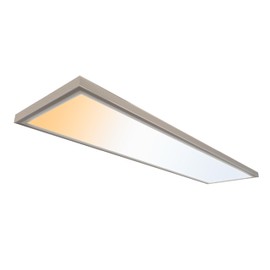 Ultralux 1x4 ft Surface Mount Ceiling Light Panel – Slim, Edge Lit, Flush Mount Flat Panel for Kitchen, Home & Office - TRIAC Dimmable, 3CCT Adjustable Color Temperature (Brushed Nickel, 1 Pack)