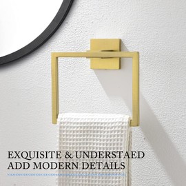 TURS Towel Ring Hand Towel Holder for Bathroom Hand Towel Racks Wall Mount SUS 304 Stainless Steel Bathroom Hardware Simple Hand Towel Hanger(Brushed Gold)