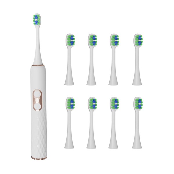 JIMBOBO Sonic Electric Toothbrush with 8 Brush Heads for Adults