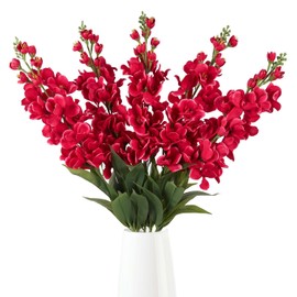 5 Piezas Flores Falsas Rosas 37.4" Flores Artificiales de Delphinium Rosa Fuerte, Flores Falsas Altas para Decoración del Hogar y Centros de Mesa de Boda