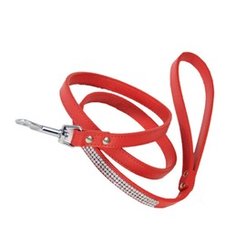 COLLBATH Sparkly Studded Rhinestone Dog Leash Red Collar Pet Walking Lead for Dogs