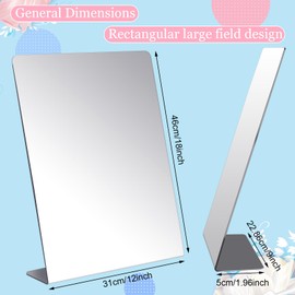 Counter Top Mirror Freestanding Mirror Single Sided Acrylic Desk Mirror for Tabletop Bedroom, Office, Bathroom, Dorm, Home (2 Pcs,12 x 18 Inch)