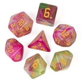 Enchanted Glade Dice Rose Flower Dice Druid Dice Pink/Green Polyhedral D&D Dice for Dungeons and Dragons and Tabletop RPG's