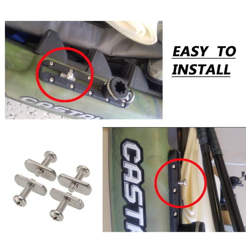 RANDDER 4 Pack Stainless Steel Kayak Rail/Track Screws & Track