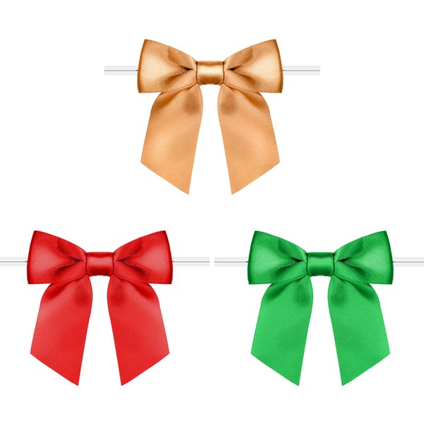 Twist tie Bows (120 Count, Christmas 3 Colors)