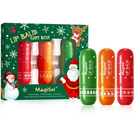 Christmas Lip Balm, Pack of 3, Natural Lip Balm, Hyaluronic Lip Balm, Long Lasting Moisturising Cream for Cracked and Dry Lips, Cherry, Avocado, Honey Flavours