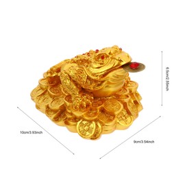 Feng Shui Money Frog Three Legged Toad with Coin Lucky Charm Wealth Frog for Cash Register Office Desk House Warming Store Opening Golden