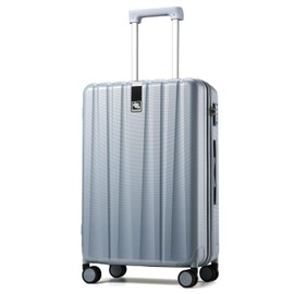 Hanke 24 Inch Luggage Suitcases With Spinner Wheels Lightweight PC Hard Shell Rolling Suitcase With TSA Lock,Checked-Medium 24-Inch(Gray)
