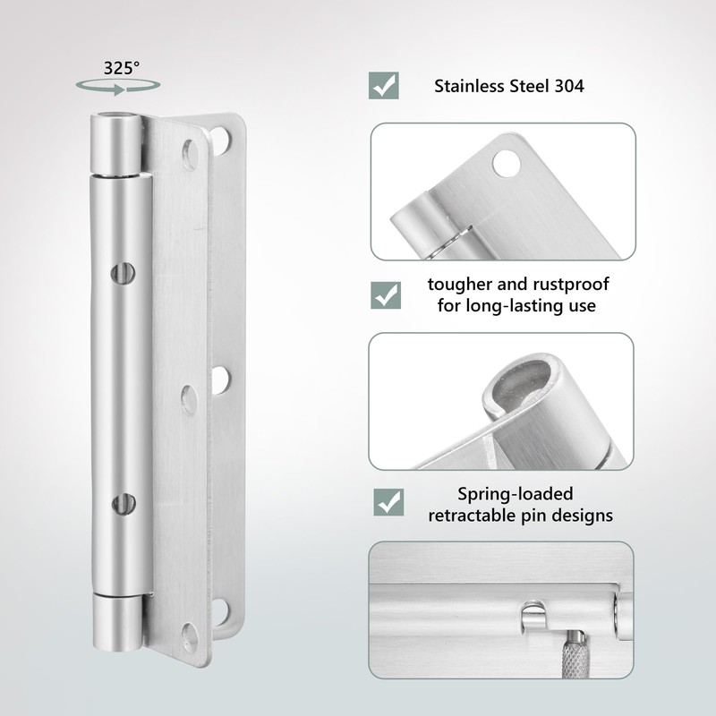 HSMT-hinges 4 Inch Quick Release Hinge, Stainless Steel 304, Detachable,