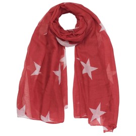 Basic Sense Retro Star Oversized Maxi Scarf, Red