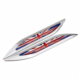 1 Pair British Flag Car Decals-2 Dart Type Metal Union Jack Stickers for Cars 6.3inch Emblem Country Flags Vehicle Decal Badge Sticker for Vehicles, Truck, SUV, Sedan and Van (British Flag)