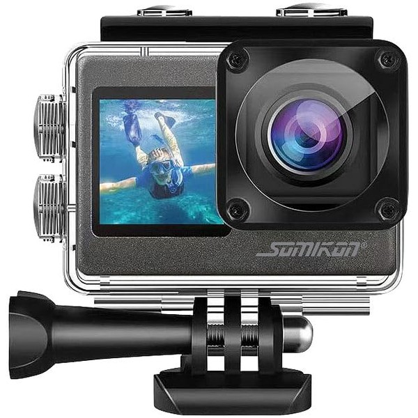 Somikon Action Camera: 6K Action Cam with 2 Colour Displays, Wi-Fi, Image Stabilization, Sony Sensor (Outdoor Sports Camera, Action Camera Waterproof, Bicycle)