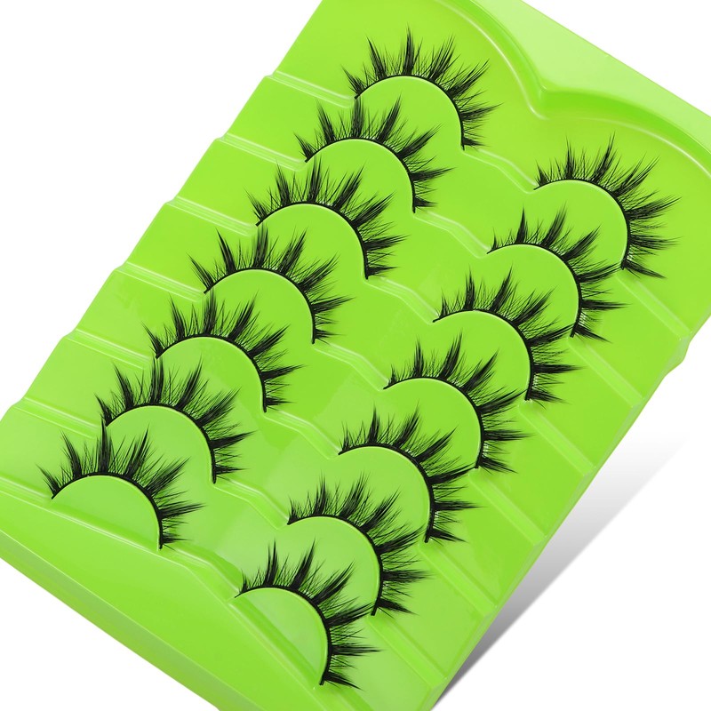 7 Pair Cartoon Eyelashes Japanese Anime Cosplay Eyelashes Spiky Wet
