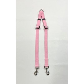Dog Coupler/Splitter Lead Dual Walking Leash Adjustable 25mm/1" Webbing 2 Way Splitter (Large, Baby Pink)
