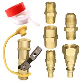 qieoyk 7pcs Propane Quick Connect Fittings Adapter for Propane Hose Propane Quick Connect for RV to Grill or Cooking RV Propane Quick Connect Fittings with 3/8" Flare x 1/4" NPT Male Pipe