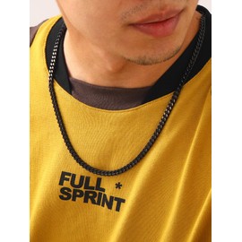 U7 Black Chain Necklace for Men,5mm Black Cuban Link Necklace,Hip Hop Mens Black Chain,18"