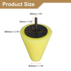 HARFINGTON Cone Buffing Polishing Pads Medium Cut Sponge Car Wheel Polishers Detail Polisher Tool with 1/4" Dia Shank for Automotive Car Metal Plastic Ceramic, Yellow