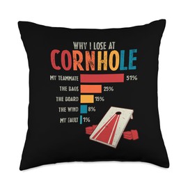 Funny Cornhole Lawn Game Sport Quotes Cornhole Players Throw Pillow