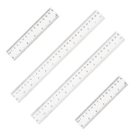 4 Pack 12+6-Inch Straight Rulers,Clear Plastic Ruler, Suitable for Student School and Office Drawing Measuring Tools, Kids Ruler, Standard Ruler, Centimeter and inch Ruler, Small Rulers