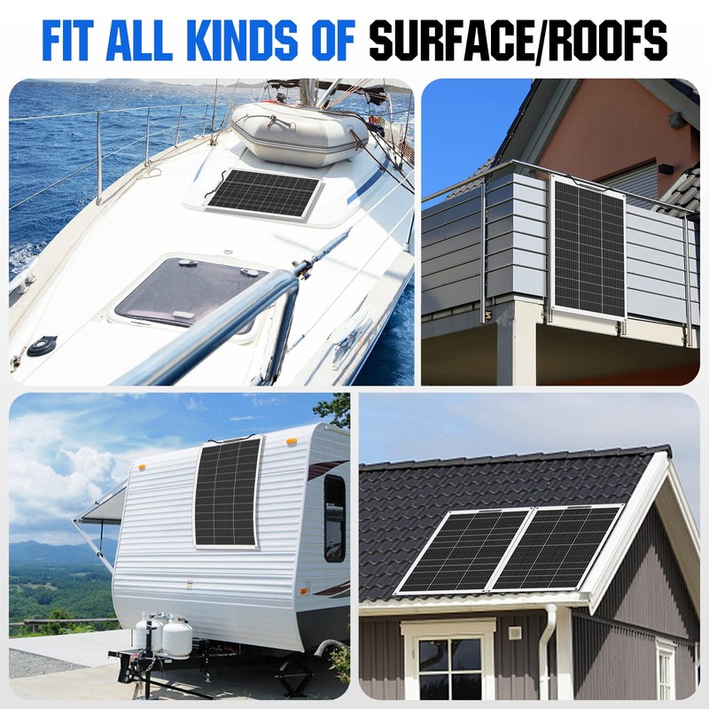 ECO-WORTHY 130 Watt 12 Volt Monocrystalline Flexible Solar Panel Semi-Flexible