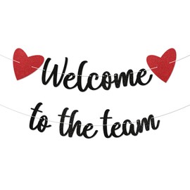 Welcome to The Team Banner - New Employee Team Member Colleage Staff Boss Welcome Banner, Welcome Sign for Office Party Black Glitter