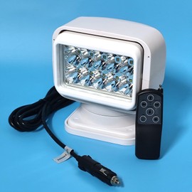 Led Search Light 7 Inch 50W 360 Degrees Rotating Remote Control 9-32V Super Bright Led Work Spot Driving Lights Reflective Cup Lights Boat Lighting White Colour Water Proof