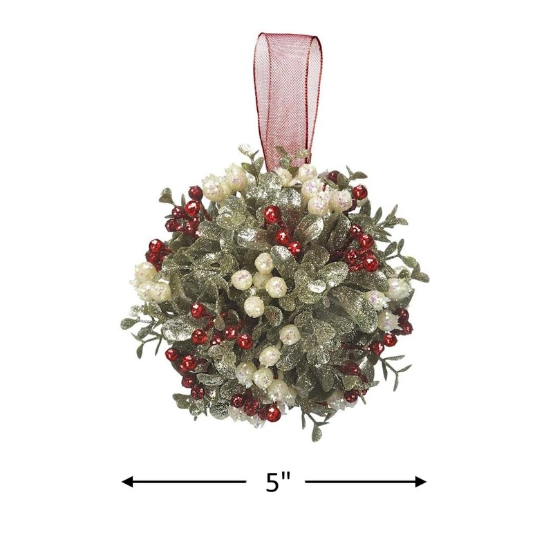 Kissing Krystals 5in Mistletoe Ornament - Acrylic - Holly Kissed