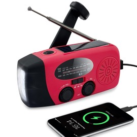 Emergency Weather Radio AM/FM/NOAA with 2000mAh, Portable Hand Crank Radio with Phone Charger, USB Charged, 3 LED Flashlight, Emergency Battery Radio with SOS for Indoor/Outdoor Emergency (Red)