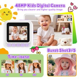 Dafotil Kids Camera Instant Print, Christmas Birthday Gifts for Girls Boys, Children Digital Camera with 32GB Card, 1080P Video Toddler Print Camera, Portable Kids Toys for Girls Age 3 4 5 6 7 8 9 10 Purple