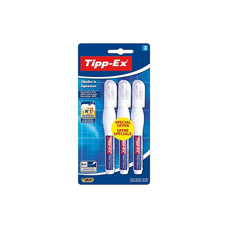 TIPP-Ex Shake 'n Squeeze Correction Pens – Pack of 3