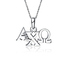 King Greek Alpha Chi Omega Horizontal Pendant ACO-P003 Sterling Silver with 18" Silver Chain