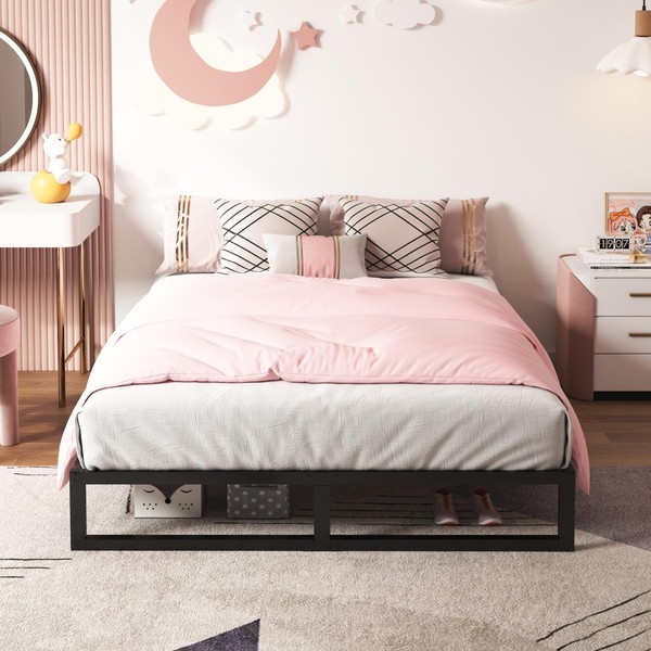 XINXINYAN Metal Bed Frame Queen Size 10 Inch,Black Heavy Duty