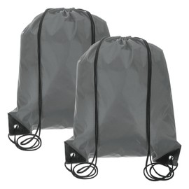 PATIKIL Drawstring Backpack Bags, 2 Pack Sports Cinch Sack Draw String Bag for Sports Gym Yoga Travel Swimming Beach, Gray