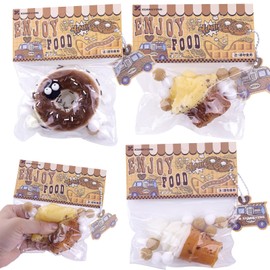 Anboor Food Squishies Sticky Toys, 3 Pcs Soft Ice Cream Cone Muffin Donut Squishies Stress Relief Sensory Toys for Adults and Kids, Novelty Fake Food Squeeze Fidget Toy for Party Favors