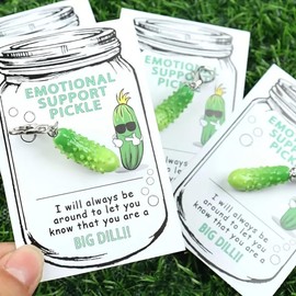 LIU JUN Cute Pickle Design Keychain With Pocket Hug Card, Emotional Support Fun Pocket Hug Positive Pickle with Support Card (2K-Pickle4)