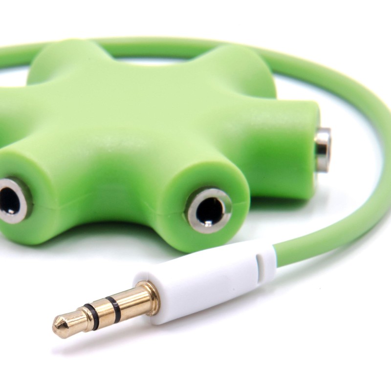 vhbw Audio Splitter 5-Way Jack Splitter AUX Green Compatible with