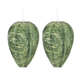 SPENCER SPENCER HAPPUCATION 2 Pack Wasp Nest Decoy Hanging Fake Wasp Nest Stay Away from Wasps Hornets Yellow Jackets Outdoor Waterproof Material Home Garden Yard Nest Decoy Wasp, 8.7" x 11" (Green)