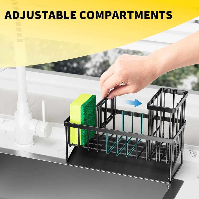 Kitchen Sink Caddy Sponge Holder with Brush Holder and Dishcloth