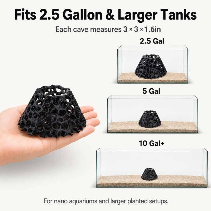 Shrimp Cave 2-Pack, Volcano-Style Shrimp Hides