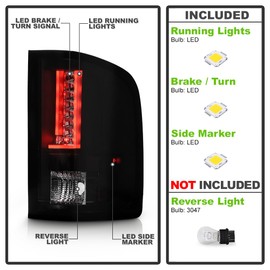 ACANII - For 2007-2013 Chevy Silverado 1500 2500HD 3500HD Black Smoked LED Tube Tail Lights Lamps Driver & Passenger