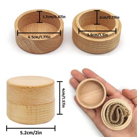 OVBOVA 2PCS Wooden Ring Box,Wood Ring Case,Mini Jewelry Box Wood Proposal Ring Holder Small Round Unpainted Wedding Ring Jewelry Boxes DIY Storage Trinket Bearer Container Case