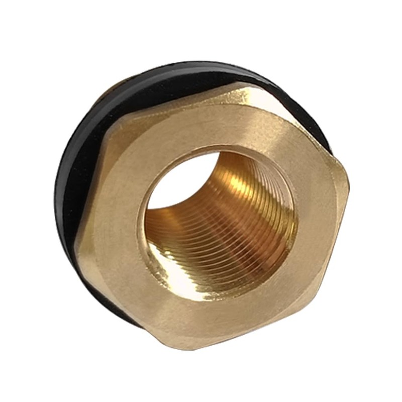 Uenede 2PCS Solid Brass Bulkhead Fitting 1/2”Female x 3/4”Male Double