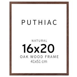 puthiac 16x20 Walnut Picture Frames for Wall - Minimalist 16x20 Oak Wood Frames, 16"x20" Picture Frame Wood, Natural Solid Wooden Picture Frames for Wall Art Photo and Prints (1 Pack, Walnut)