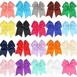 20 Pcs 8" huge Bows Ponytail Holder, Jumbo Goody Hair Bows Elastic Hair Tie