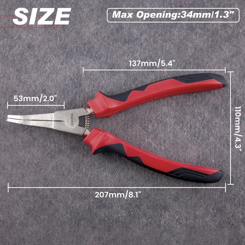 LEONTOOL 8 Inch Bent Nose Lock Ring Pliers for Transmission,