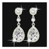 Kara Nicole Silver Wedding Earrings Crystal Rhinestone Big Long Drop